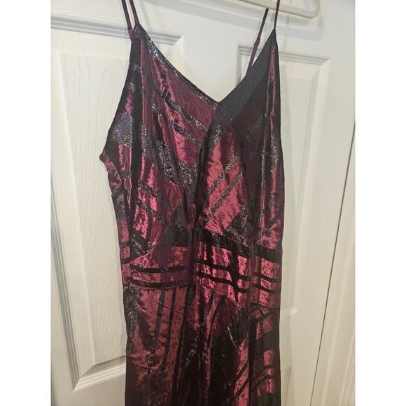 Parker Womens Selma Velvet‎ Metallic Midi Dress Burgandy Purple Womens 8 NWT - Picture 3 of 7